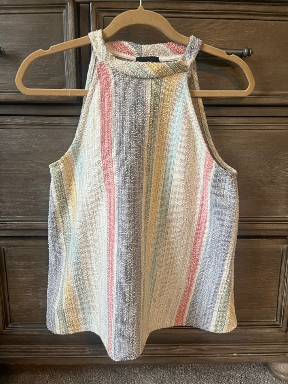 W5 Pastel Multi-Striped Textured Halter Tank